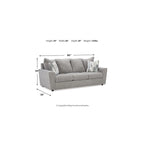 Szary 4-częściowy tapicerowany zestaw do salonu, sofa, kanapa, fotel i otoman