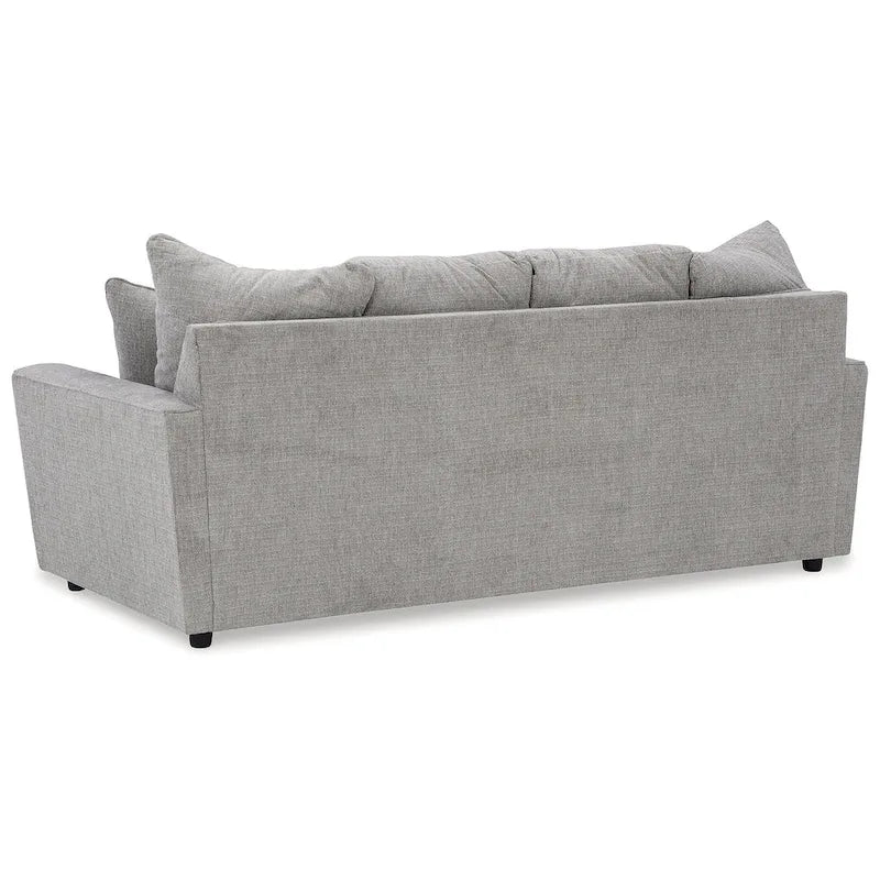 Szary 4-częściowy tapicerowany zestaw do salonu, sofa, kanapa, fotel i otoman