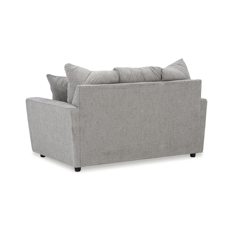Szary 4-częściowy tapicerowany zestaw do salonu, sofa, kanapa, fotel i otoman