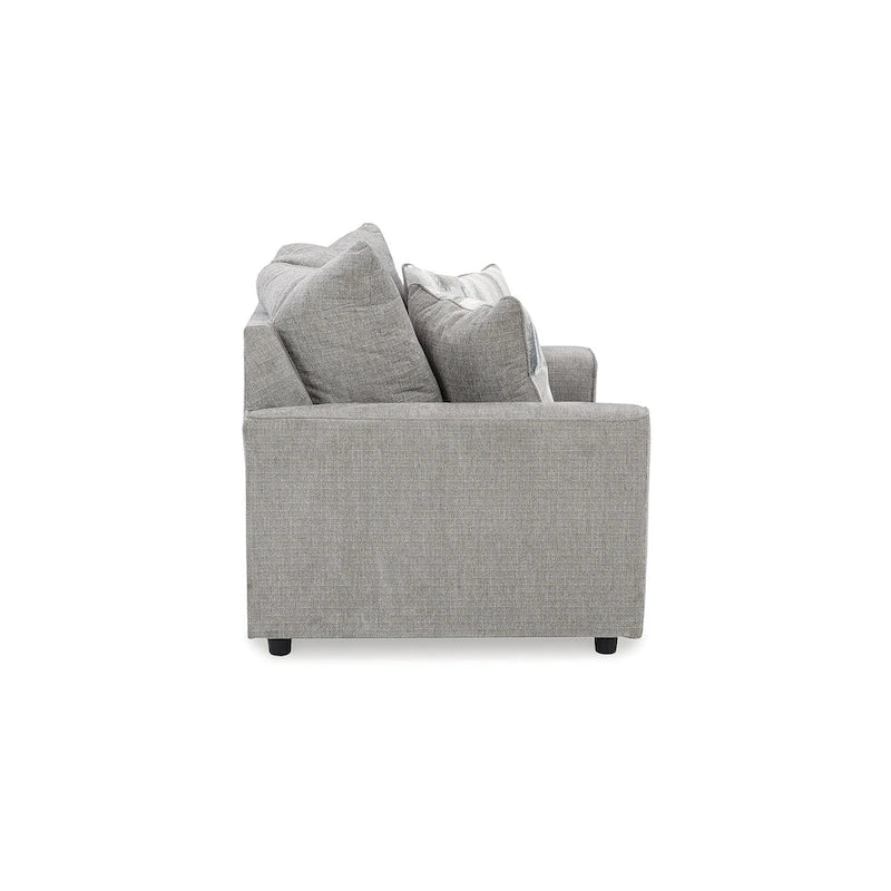 Szary 4-częściowy tapicerowany zestaw do salonu, sofa, kanapa, fotel i otoman