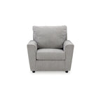Szary 4-częściowy tapicerowany zestaw do salonu, sofa, kanapa, fotel i otoman