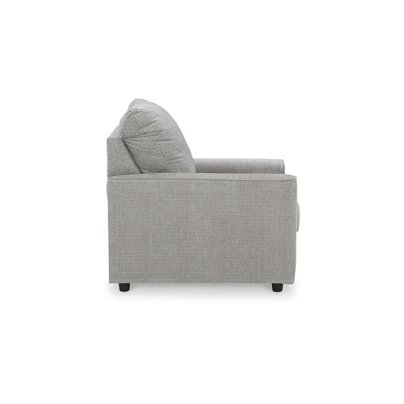 Szary 4-częściowy tapicerowany zestaw do salonu, sofa, kanapa, fotel i otoman