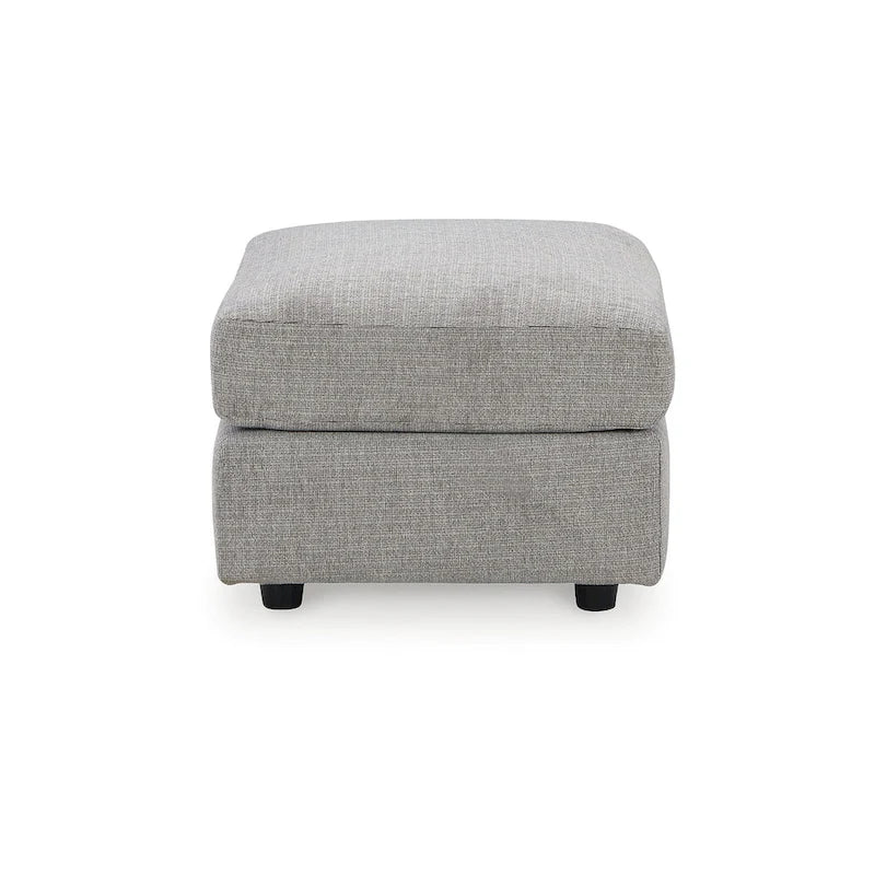 Szary 4-częściowy tapicerowany zestaw do salonu, sofa, kanapa, fotel i otoman