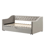 Podwójne tapicerowane łóżko-sofa z wysuwanym stelażem, szare