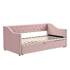 Podwójne tapicerowane łóżko-sofa z wysuwanym stelażem, szare