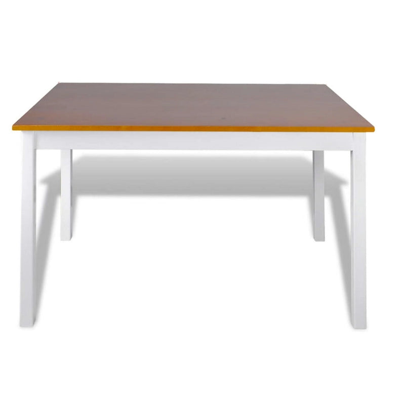 5-częściowy zestaw stołowy, prostokątny 109 cm, 4 krzesła, brązowo-białe drewno