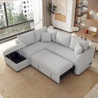 Narożna sofa w kształcie litery L z rozkładanym łóżkiem, wielofunkcyjna do salonu