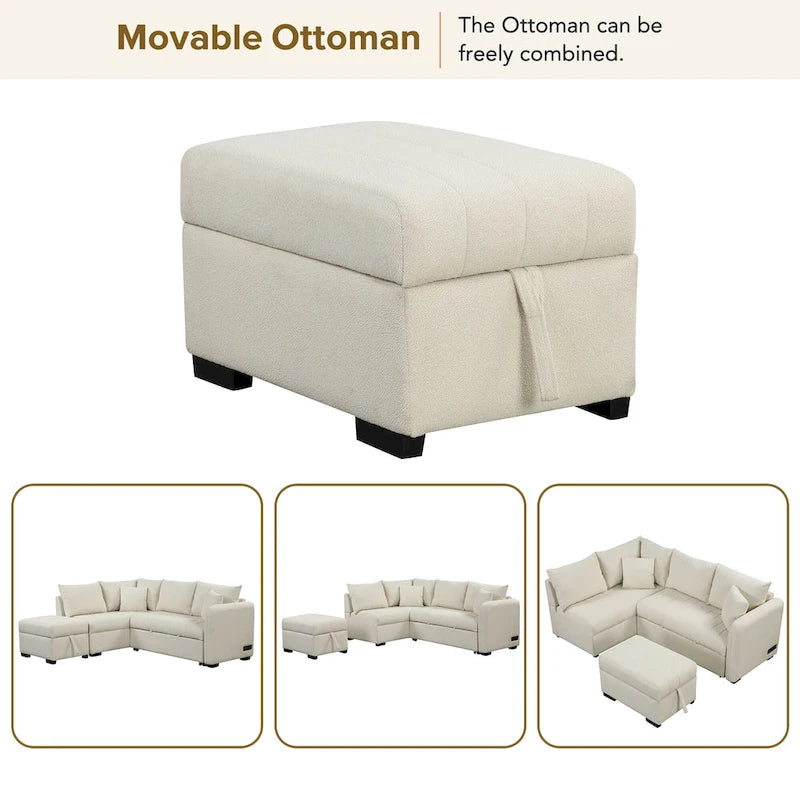 Narożna sofa w kształcie litery L z rozkładanym łóżkiem, wielofunkcyjna do salonu