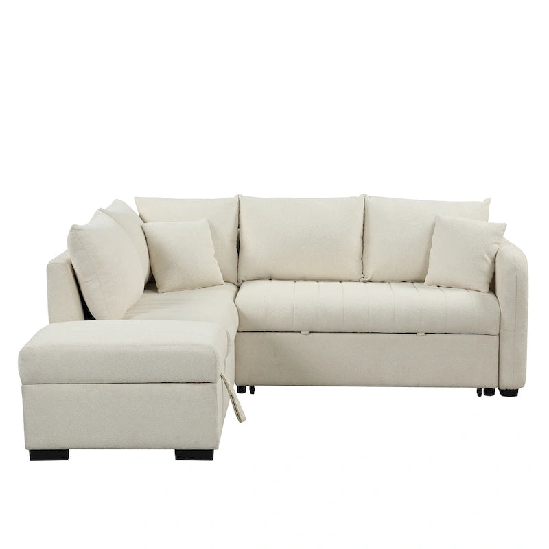 Narożna sofa w kształcie litery L z rozkładanym łóżkiem, wielofunkcyjna do salonu