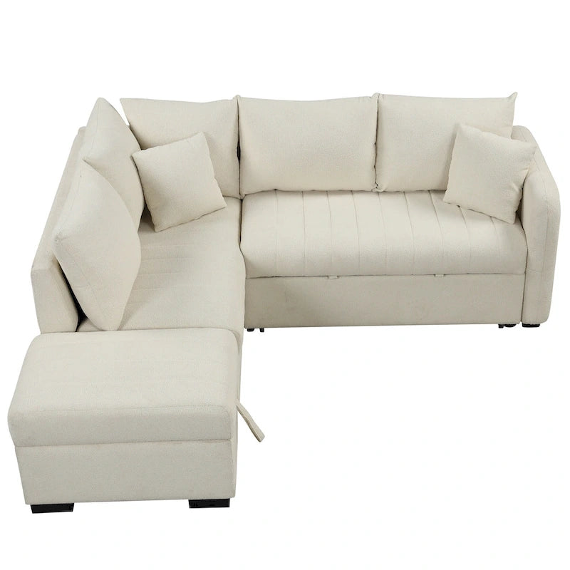 Narożna sofa w kształcie litery L z rozkładanym łóżkiem, wielofunkcyjna do salonu