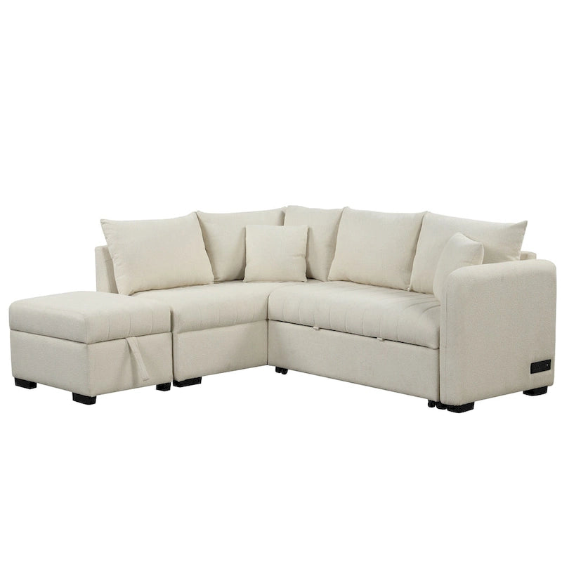 Narożna sofa w kształcie litery L z rozkładanym łóżkiem, wielofunkcyjna do salonu