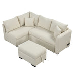 Narożna sofa w kształcie litery L z rozkładanym łóżkiem, wielofunkcyjna do salonu