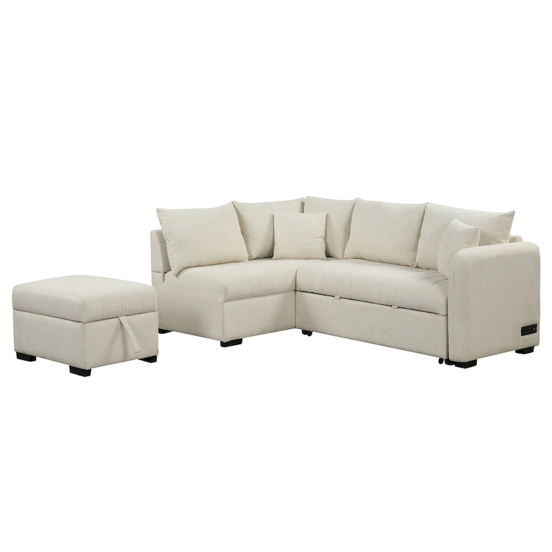 Narożna sofa w kształcie litery L z rozkładanym łóżkiem, wielofunkcyjna do salonu