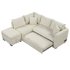 Narożna sofa w kształcie litery L z rozkładanym łóżkiem, wielofunkcyjna do salonu