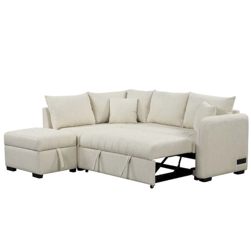 Narożna sofa w kształcie litery L z rozkładanym łóżkiem, wielofunkcyjna do salonu