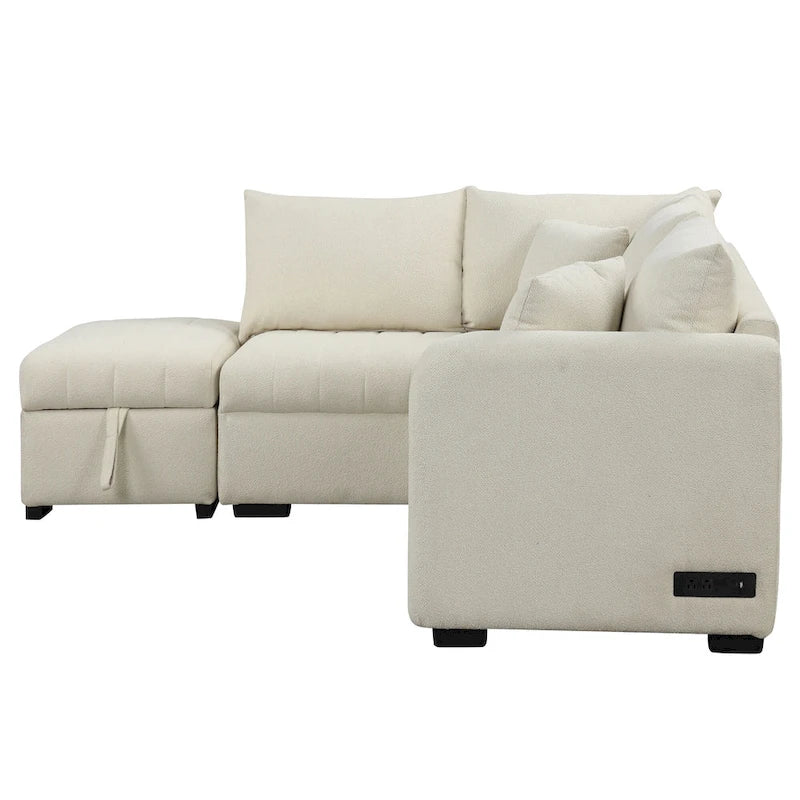 Narożna sofa w kształcie litery L z rozkładanym łóżkiem, wielofunkcyjna do salonu