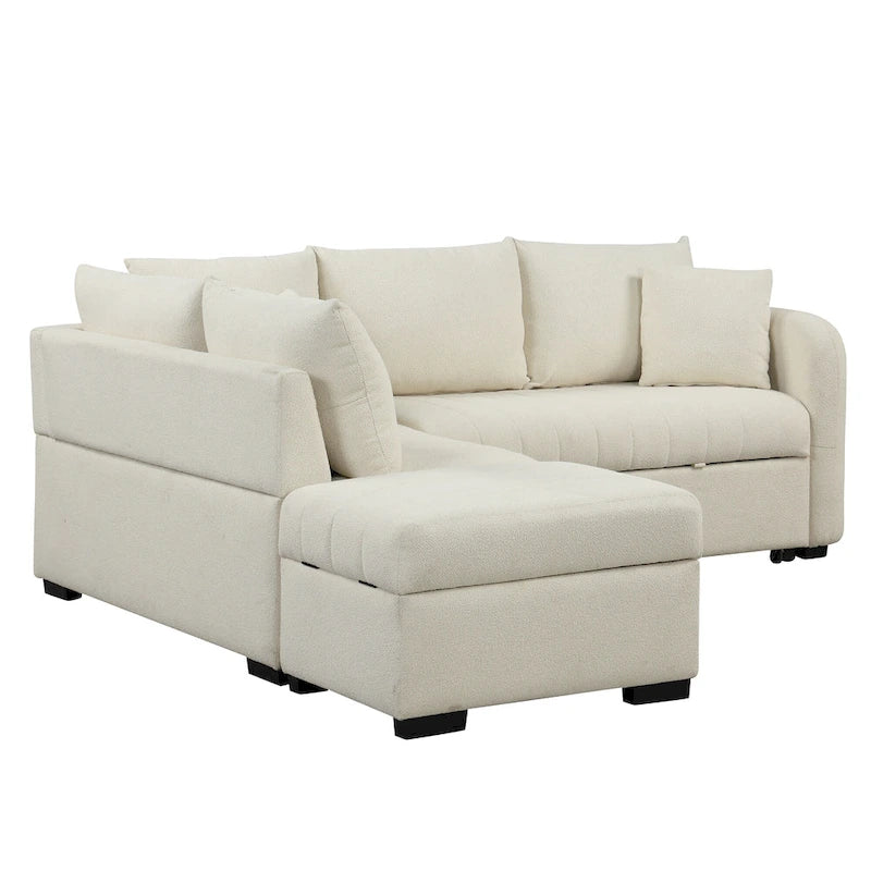 Narożna sofa w kształcie litery L z rozkładanym łóżkiem, wielofunkcyjna do salonu
