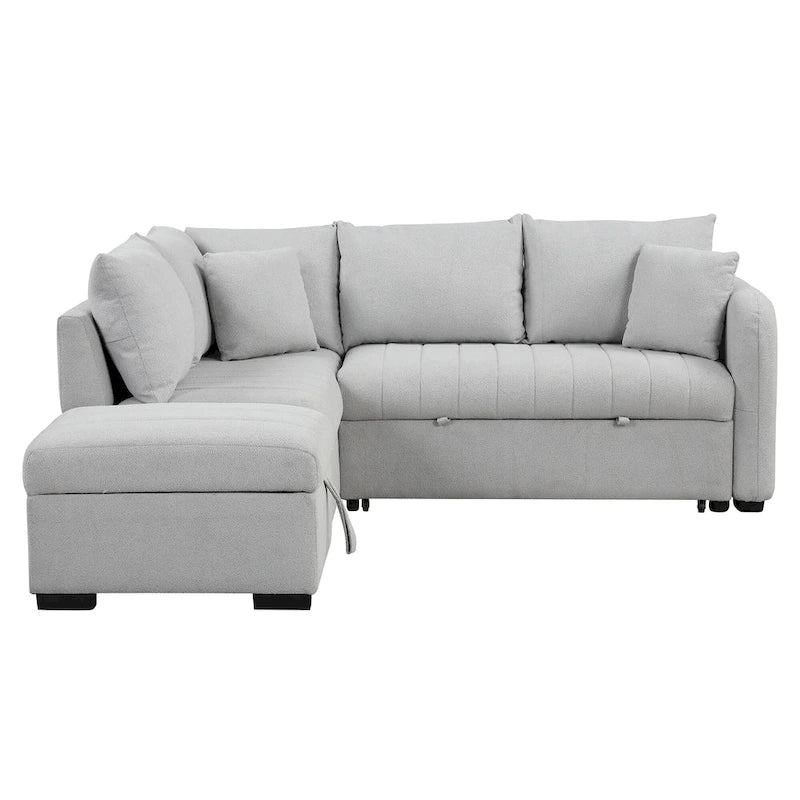 Narożna sofa w kształcie litery L z rozkładanym łóżkiem, wielofunkcyjna do salonu