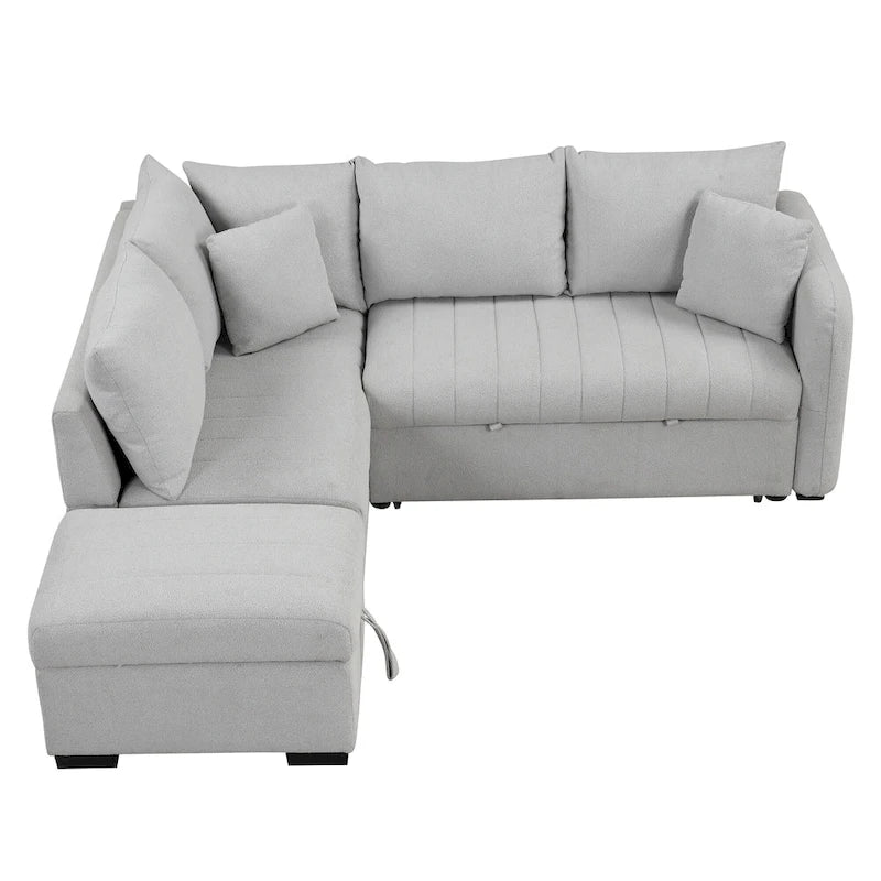 Narożna sofa w kształcie litery L z rozkładanym łóżkiem, wielofunkcyjna do salonu