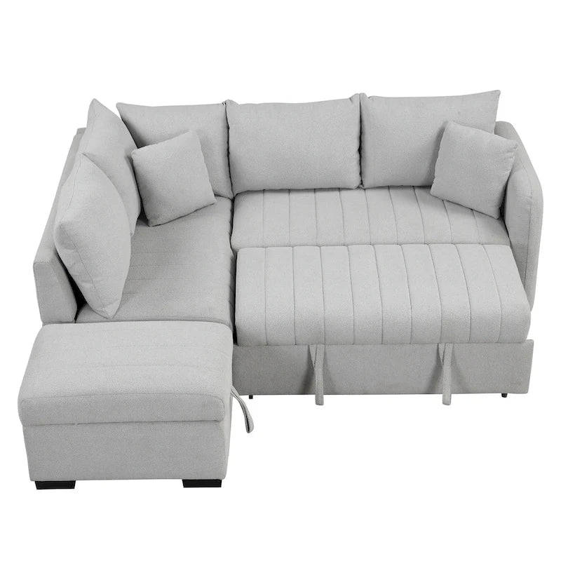 Narożna sofa w kształcie litery L z rozkładanym łóżkiem, wielofunkcyjna do salonu