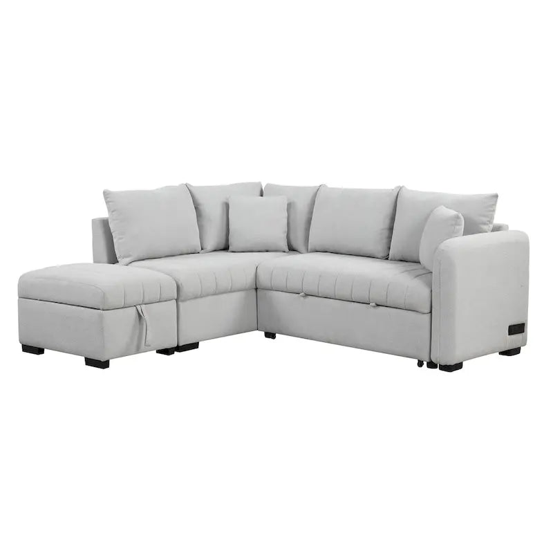 Narożna sofa w kształcie litery L z rozkładanym łóżkiem, wielofunkcyjna do salonu