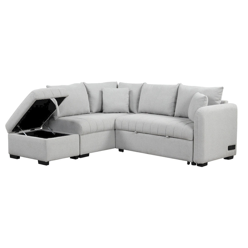 Narożna sofa w kształcie litery L z rozkładanym łóżkiem, wielofunkcyjna do salonu