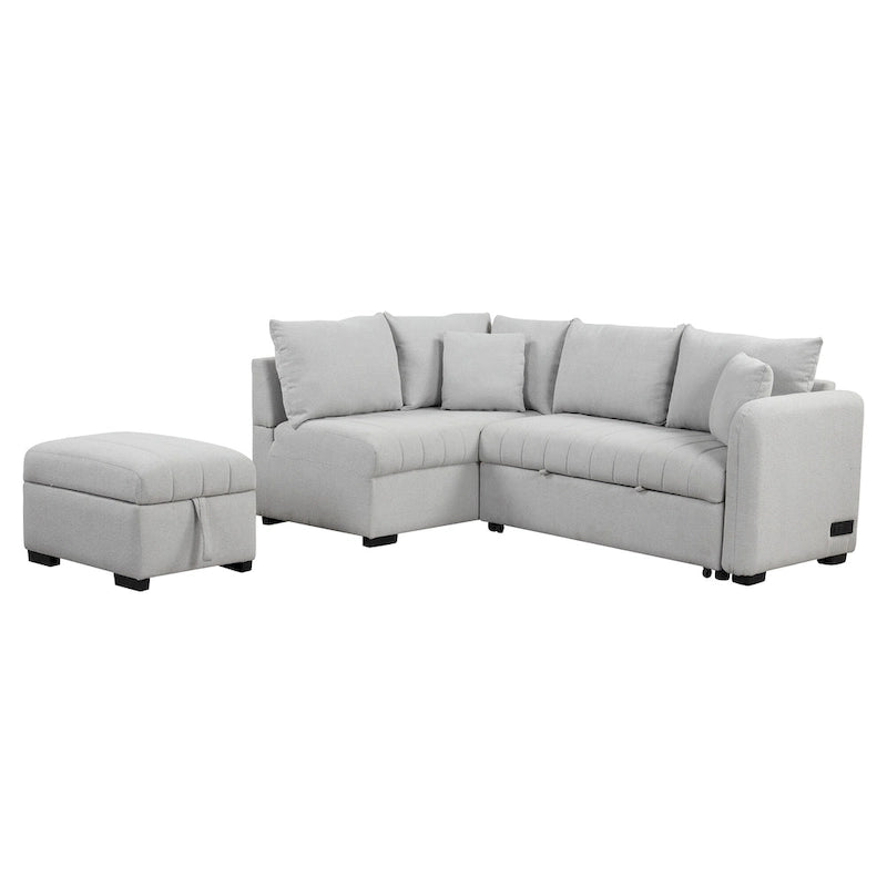 Narożna sofa w kształcie litery L z rozkładanym łóżkiem, wielofunkcyjna do salonu