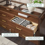 Walker Edison Solid Wood Dresser with Tempered Glass Top
