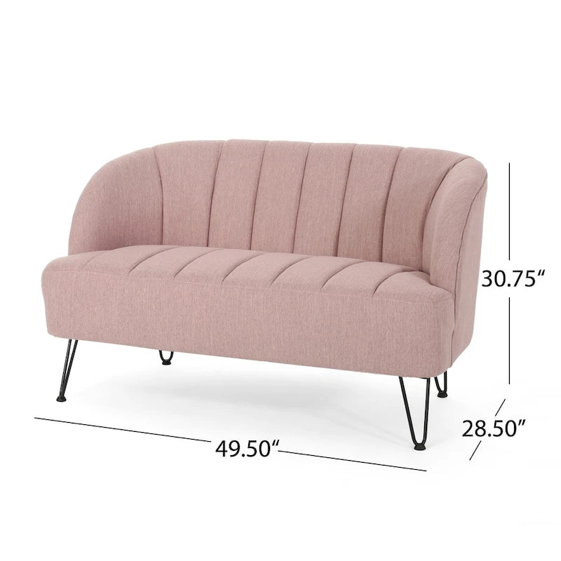 Nowoczesna dwuosobowa sofa z tkaniny na nóżkach hairpin, do salonu