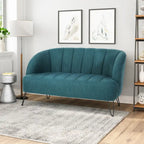Nowoczesna dwuosobowa sofa z tkaniny na nóżkach hairpin, do salonu