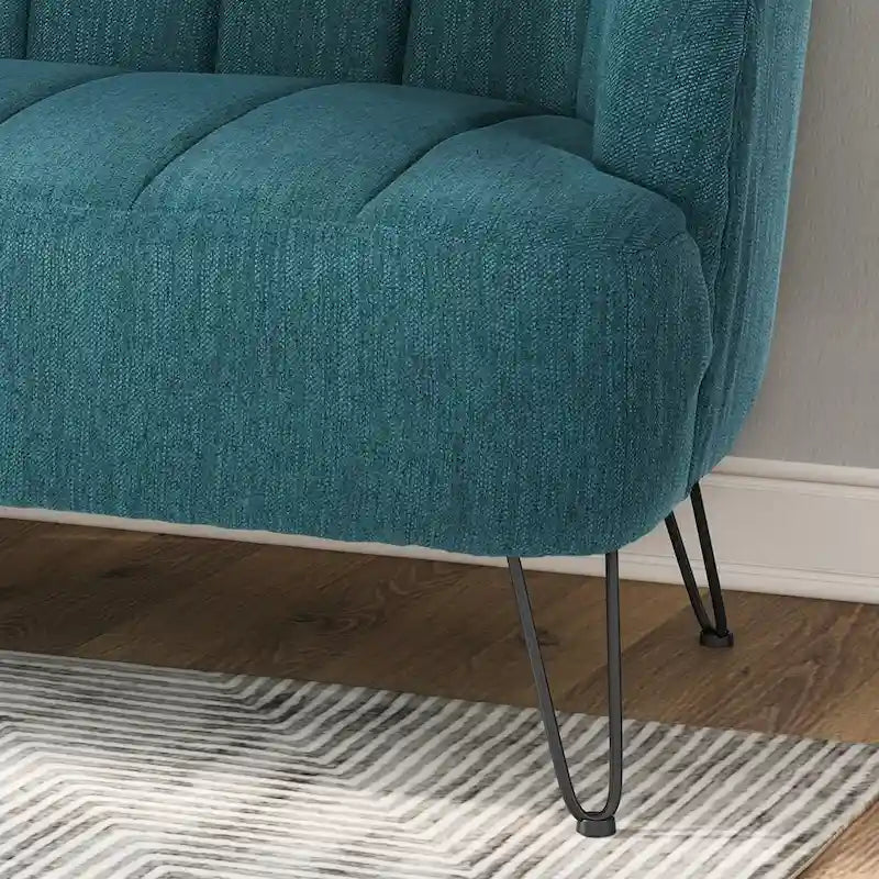 Nowoczesna dwuosobowa sofa z tkaniny na nóżkach hairpin, do salonu