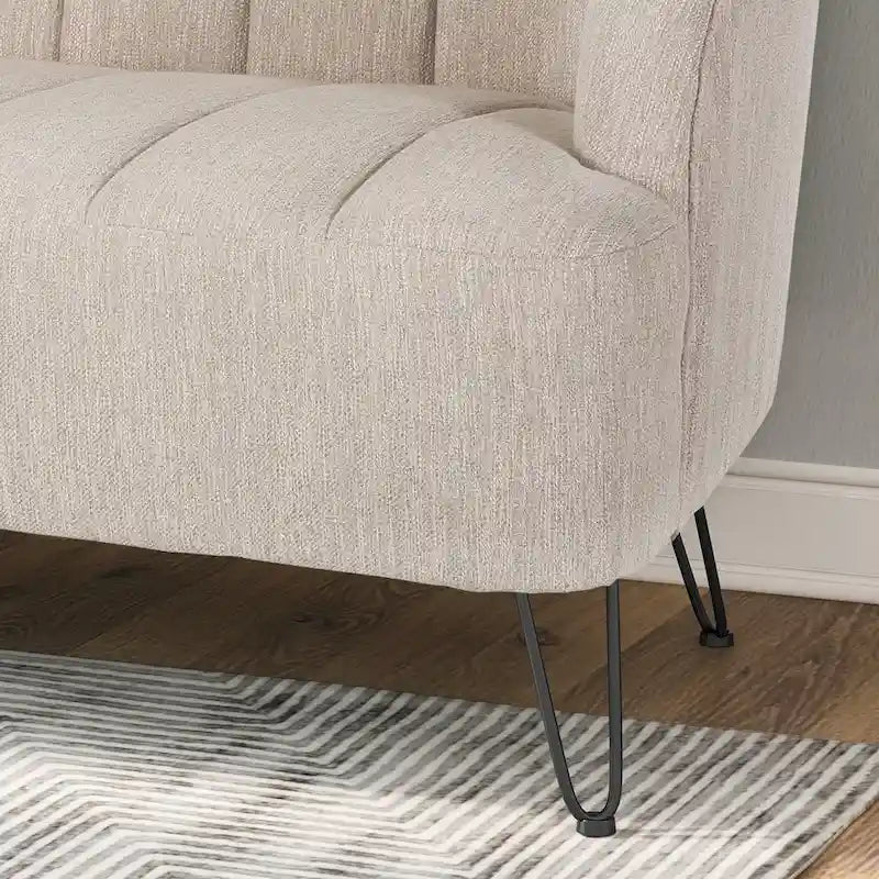 Nowoczesna dwuosobowa sofa z tkaniny na nóżkach hairpin, do salonu