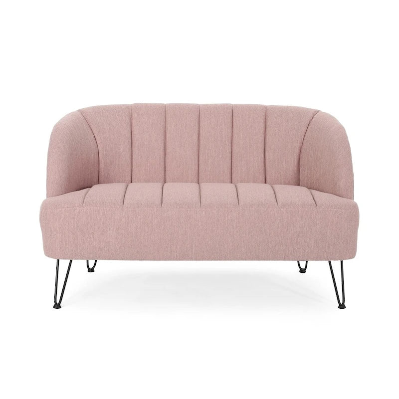 Nowoczesna dwuosobowa sofa z tkaniny na nóżkach hairpin, do salonu