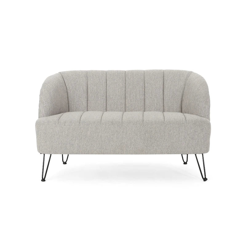 Nowoczesna dwuosobowa sofa z tkaniny na nóżkach hairpin, do salonu