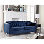 Klasyczna sofa welurowa Chesterfield, pikowana, 3-osobowa sofa do salonu