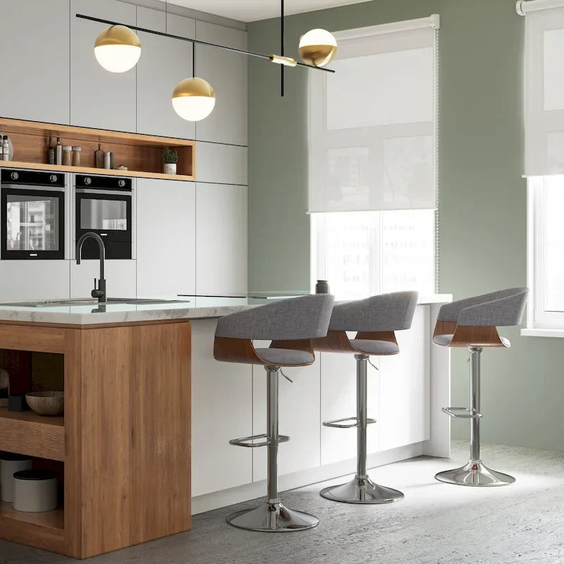 Nowoczesny stołek barowy Mid-Century 33" z regulacją i obrotowym siedziskiem, siedzenie przy blacie kuchennym