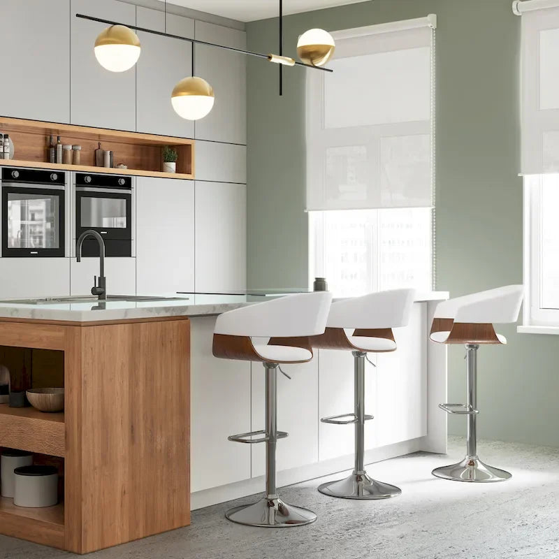 Nowoczesny stołek barowy Mid-Century 33" z regulacją i obrotowym siedziskiem, siedzenie przy blacie kuchennym