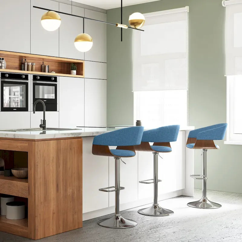 Nowoczesny stołek barowy Mid-Century 33" z regulacją i obrotowym siedziskiem, siedzenie przy blacie kuchennym