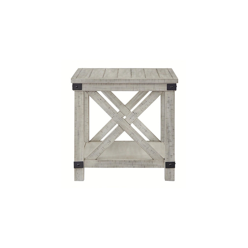 Wiejski prostokątny stolik końcowy 24"S x 26"G x 25"W, wykończenie drewniane, salon