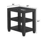 Cordero Wood and Glass Top 16-calowy szeroki stolik boczny z półką do przechowywania