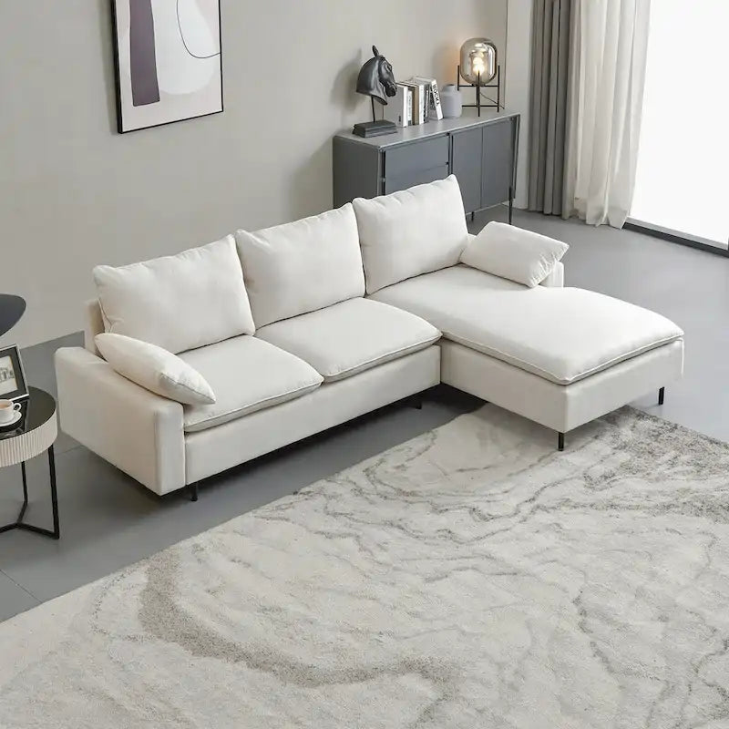 Narożna sofa tapicerowana z szezlongiem w kształcie litery L
