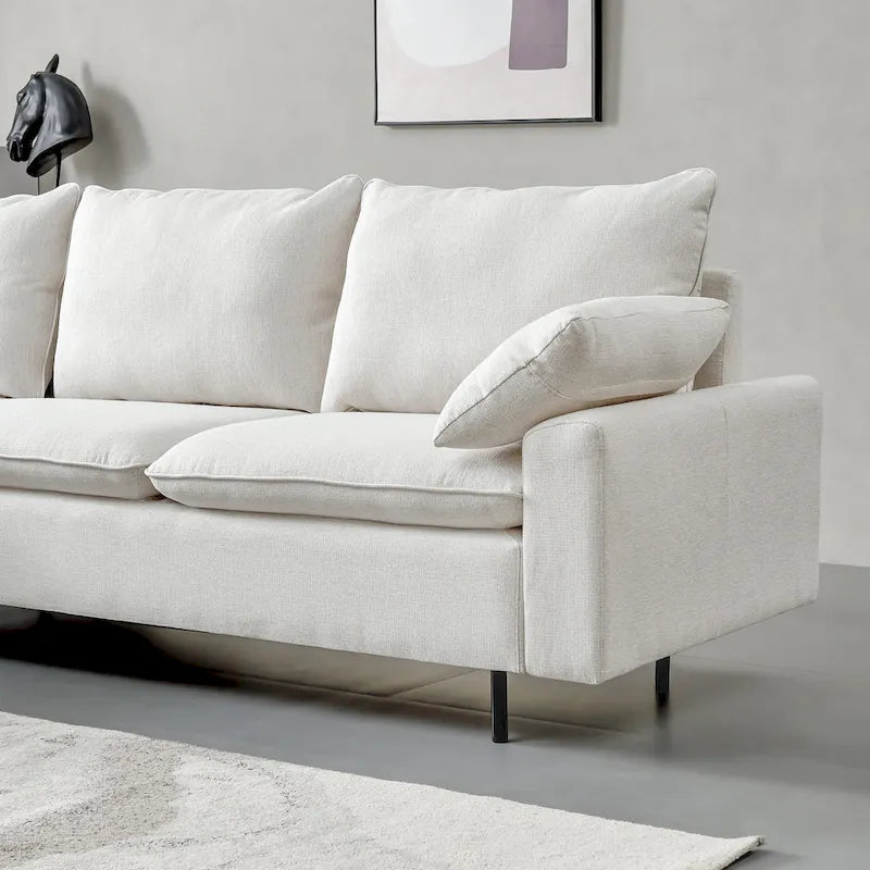 Narożna sofa tapicerowana z szezlongiem w kształcie litery L