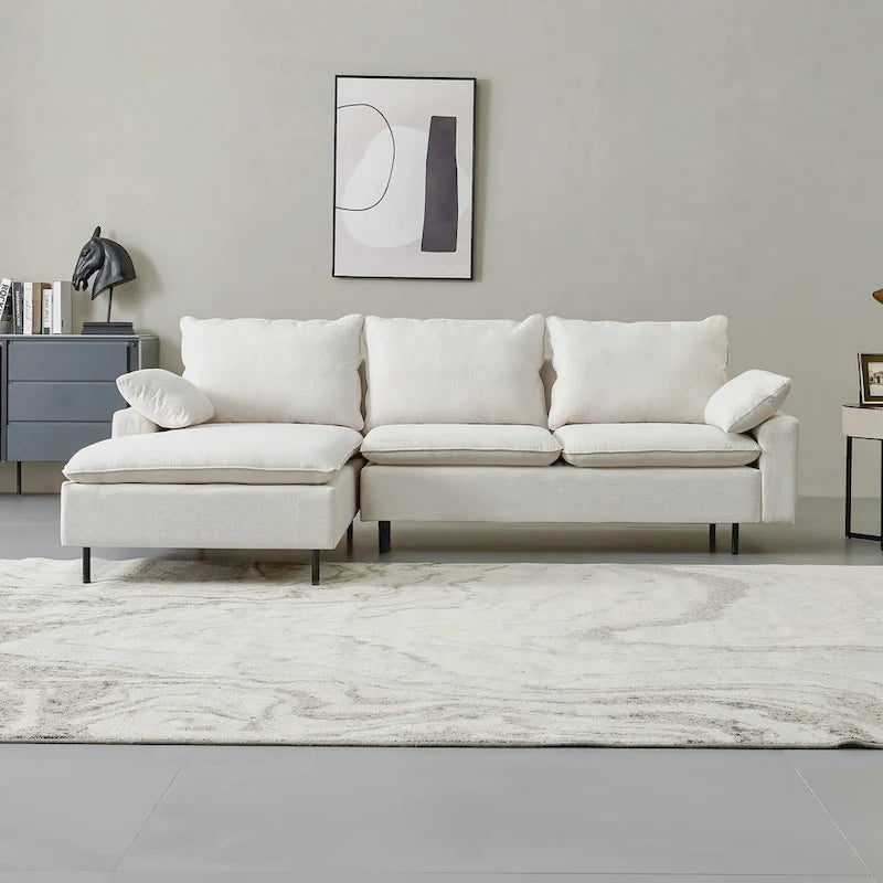 Narożna sofa tapicerowana z szezlongiem w kształcie litery L