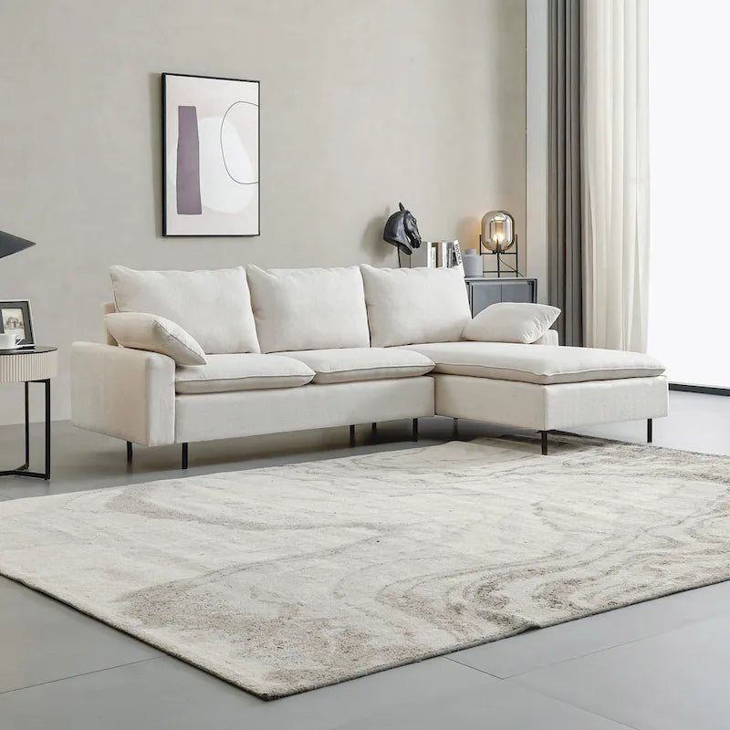Narożna sofa tapicerowana z szezlongiem w kształcie litery L