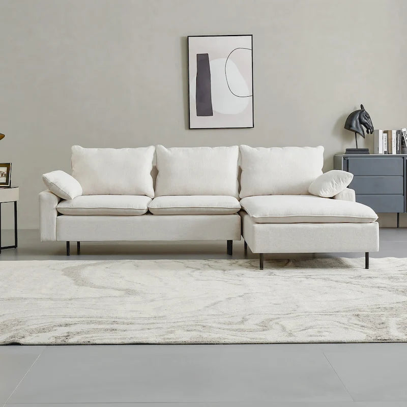 Narożna sofa tapicerowana z szezlongiem w kształcie litery L