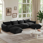 Sofa modułowa z chenille w kształcie litery U, 4-osobowa z 2 otomanami