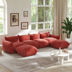 Sofa modułowa z chenille w kształcie litery U, 4-osobowa z 2 otomanami