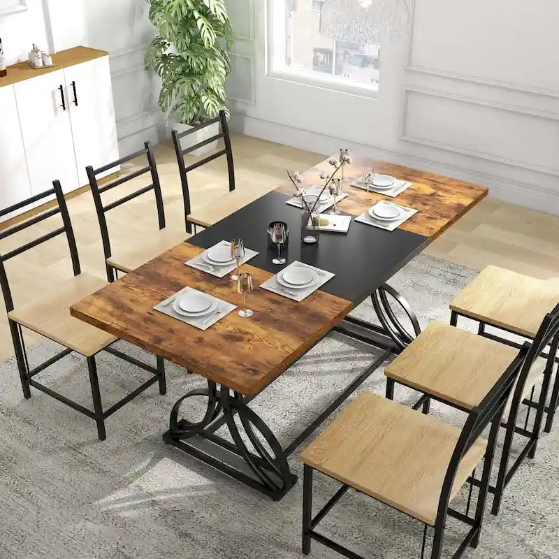 Stół Jadalniany Prostokątny Drewno i Metal, Styl Rustykalny Industrialny