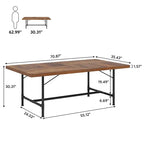 Rustykalny prostokątny stół do jadalni o długości 180 cm z metalową ramą w kształcie rurki