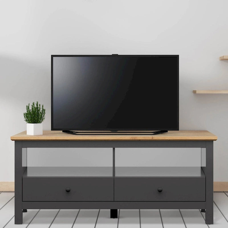 Szafka RTV 137 cm, ciemnoszara, konsola rozrywkowa, nowoczesny salon